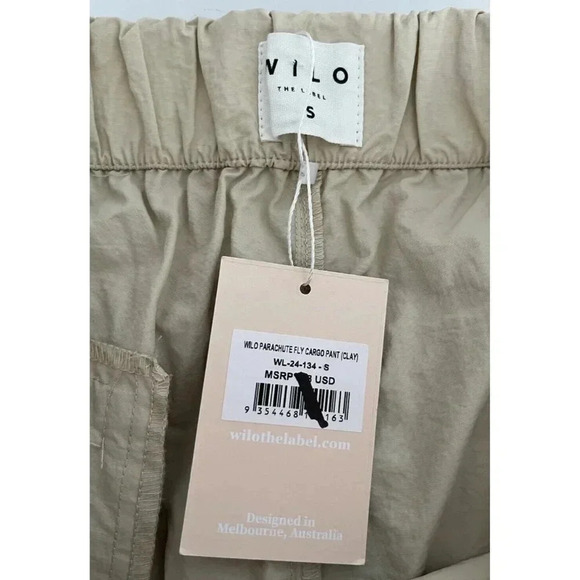 NWT Wilo Anthropologie Wide Leg High Rise Cargo Pants - Small - Beige Sand - Picture 11 of 13
